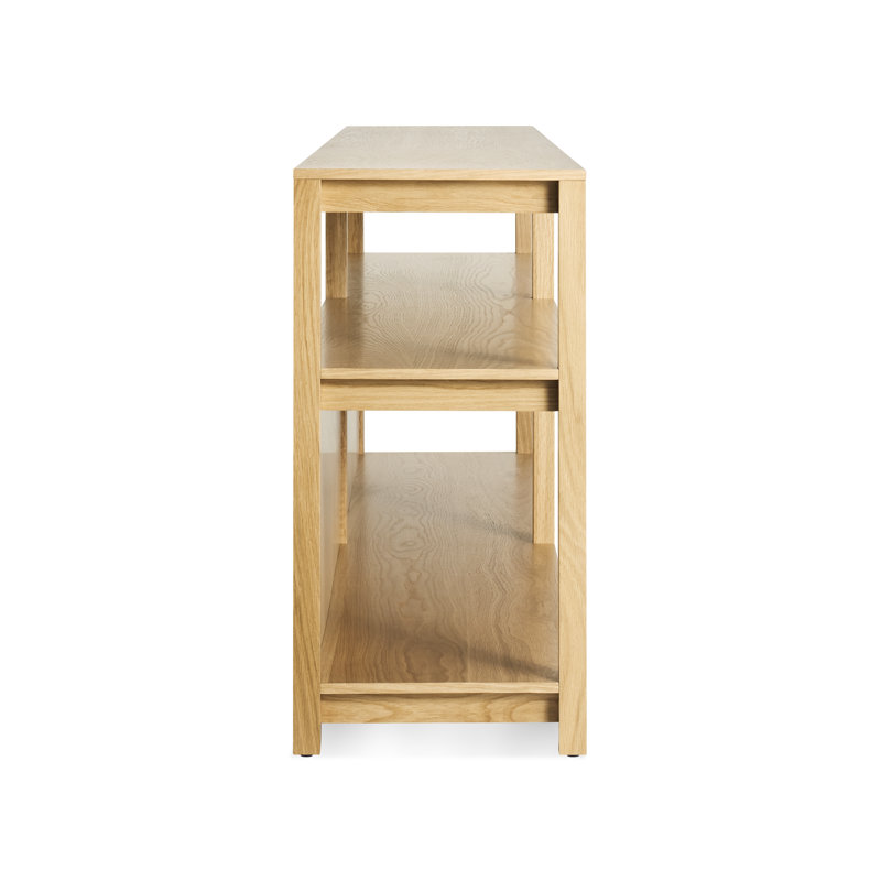 Open Plan Solid Wood Etagere Bookcase, (2 Shelves) 26" H x 80" W x 13" D, White Oak