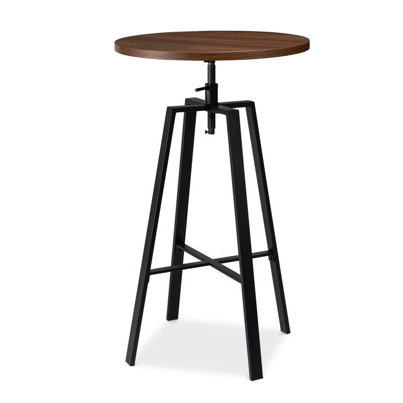 Carreira Modern Adjustable Round Bar Table Pub Table, Brown