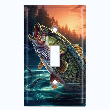 WorldAcc Metal Light Switch Plate Outlet Cover (Trophy Fishing
