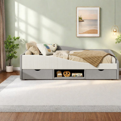 Lits de jour modernes avec rangement, lit de jour en bois aggloméré velours pour chambre d'enfant