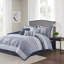 Ensembles de literie en jacquard de luxe 7 pièces, polyester bleu marine pour les chambres élégantes