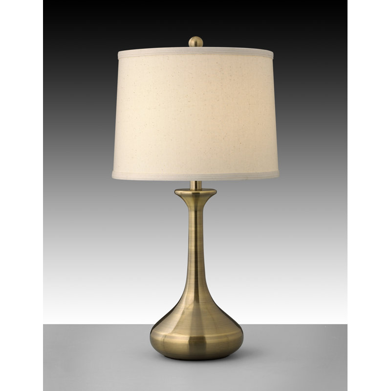 Lampe de table en laiton antique satiné métallique 26 po, Beige, Doré transparent, Laiton antique satiné
