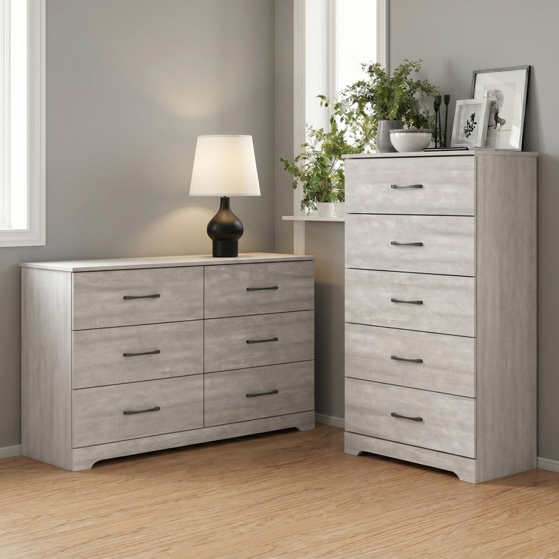 Arkia Manufactured Wood 2-Piece Bedroom Set, Dusty Gray Oak