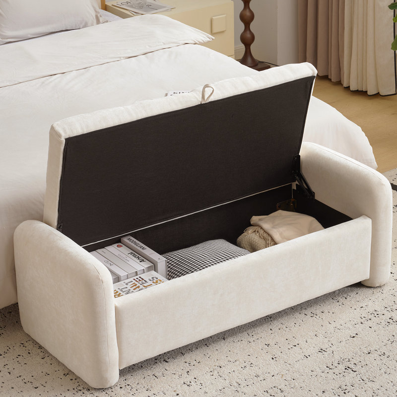 Banc de rangement surdimensionné de style moderne, Chenille beige