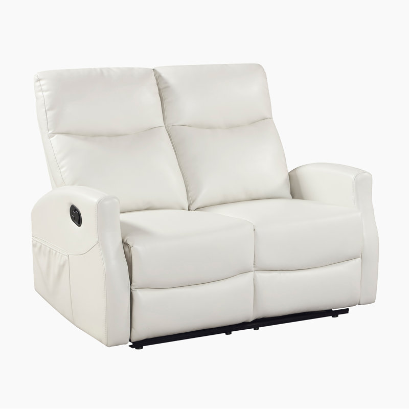 Dobroyd 50.5" Modern & Contemporary Faux Leather Manual Double Reclining Loveseat with Space-Saving Wall-Hugger Design & Integrated Magazine Pockets