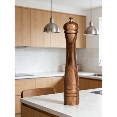 Moulin à poivre en bois d'acacia de qualité supérieure avec moulin en acier inoxydable réglable - Conception ergonomique pour mouture grossière à fine