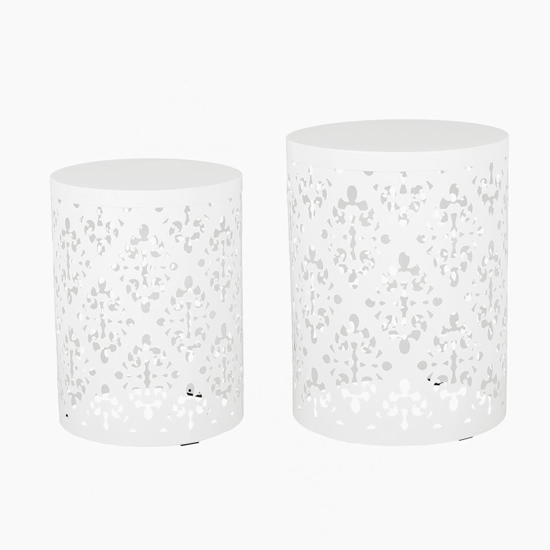 Table de bout en métal S / 2, 2, Blanc
