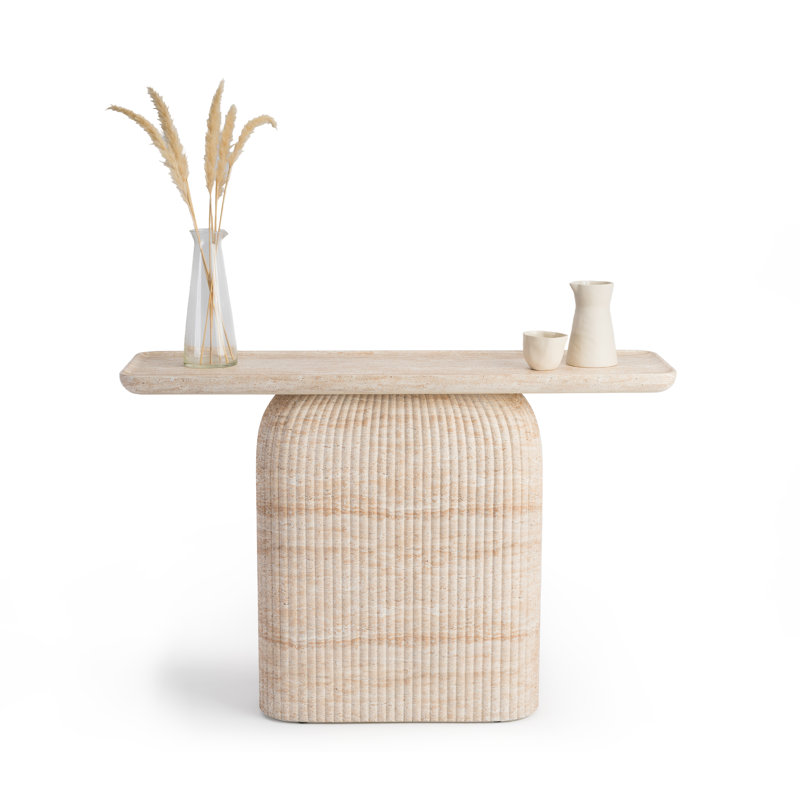 Capri 119.9Cm Console Table, Faux Travertine