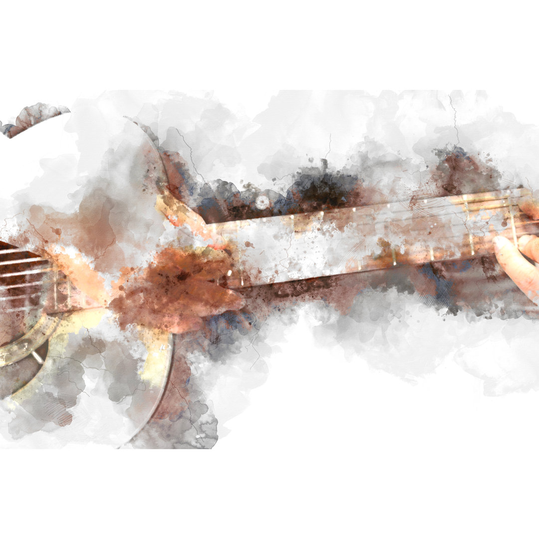 Gitarre Digitale Illustration - Leinwandbild