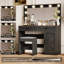 Coiffeuse 43,4 ", coiffeuse avec grand miroir et 11 lumières à DEL, luminosité réglable, coiffeuse avec 3 tiroirs, coiffeuse pour femme (noir avec tabouret)