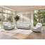  Causeuse inclinable électrique en cuir fleur Kingston avec deux fauteuils inclinables électriques, beige-1286397699