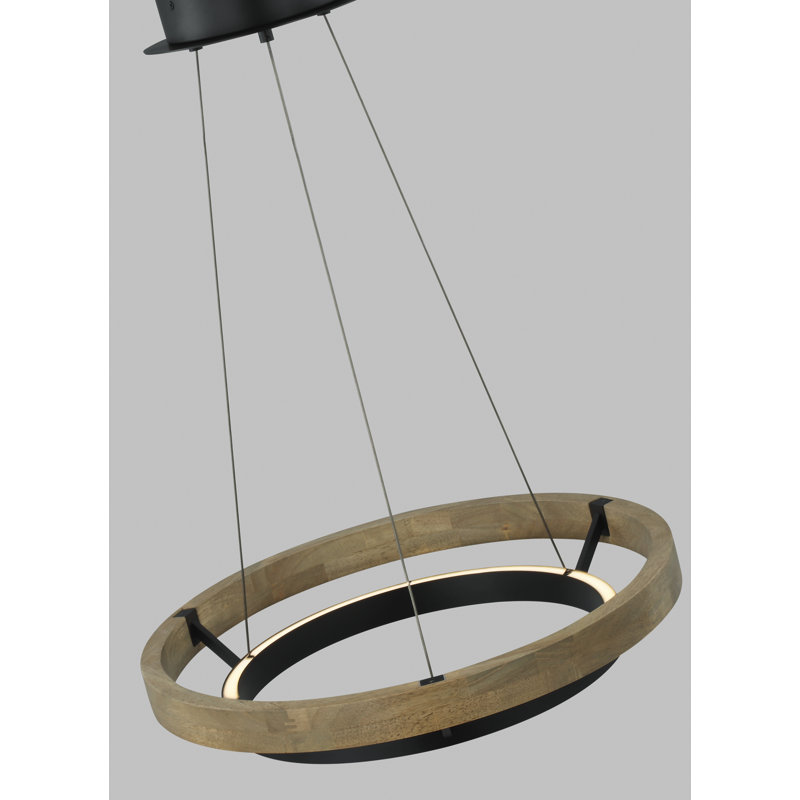 Grace 1 - Light LED Chandelier, Matte Black, 3.8" H x 24" W x 24" D, Gray