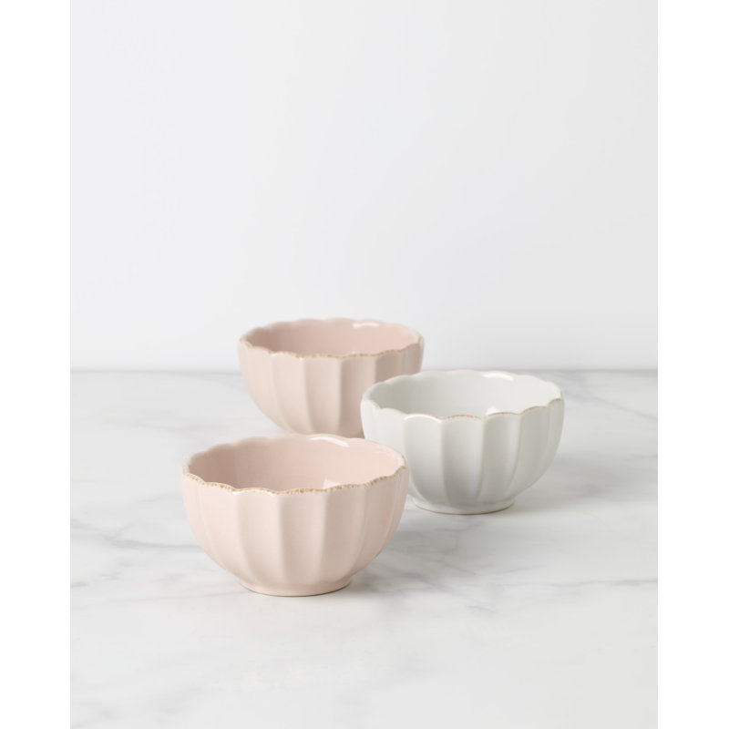 French Perle Scallop Mini Bowls, Set of 3 - Thumbnail 2