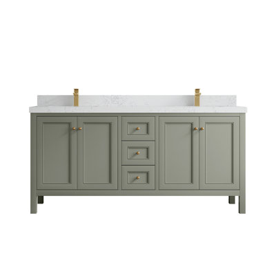 Nashville X P 22 po D Meuble-lavabo double avec 2 po Quartz blanc Empira