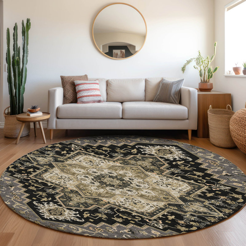 Machine Washable Indoor/Outdoor Chayden ACN1036 Rug, Round 8'