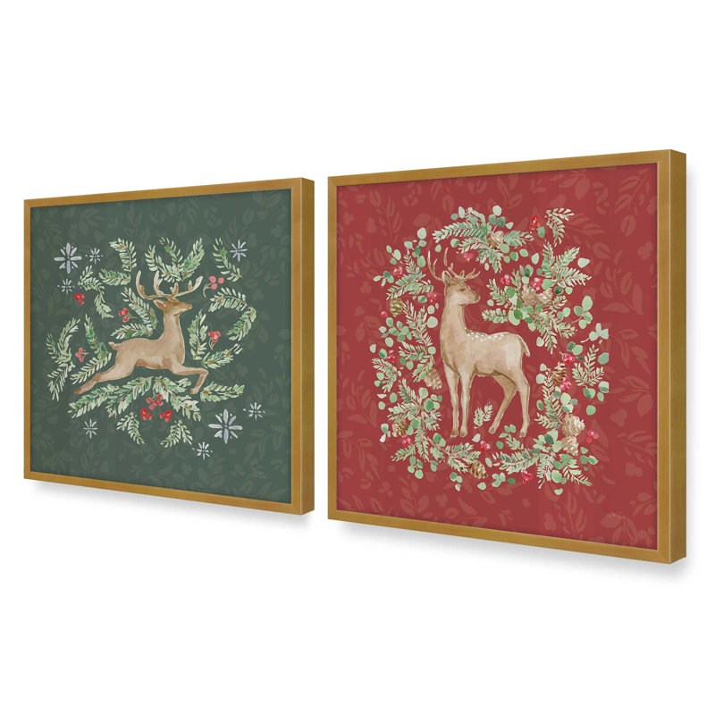 Ensemble de 2 impressions de forêt, Or poli, 20 po x 20 po
