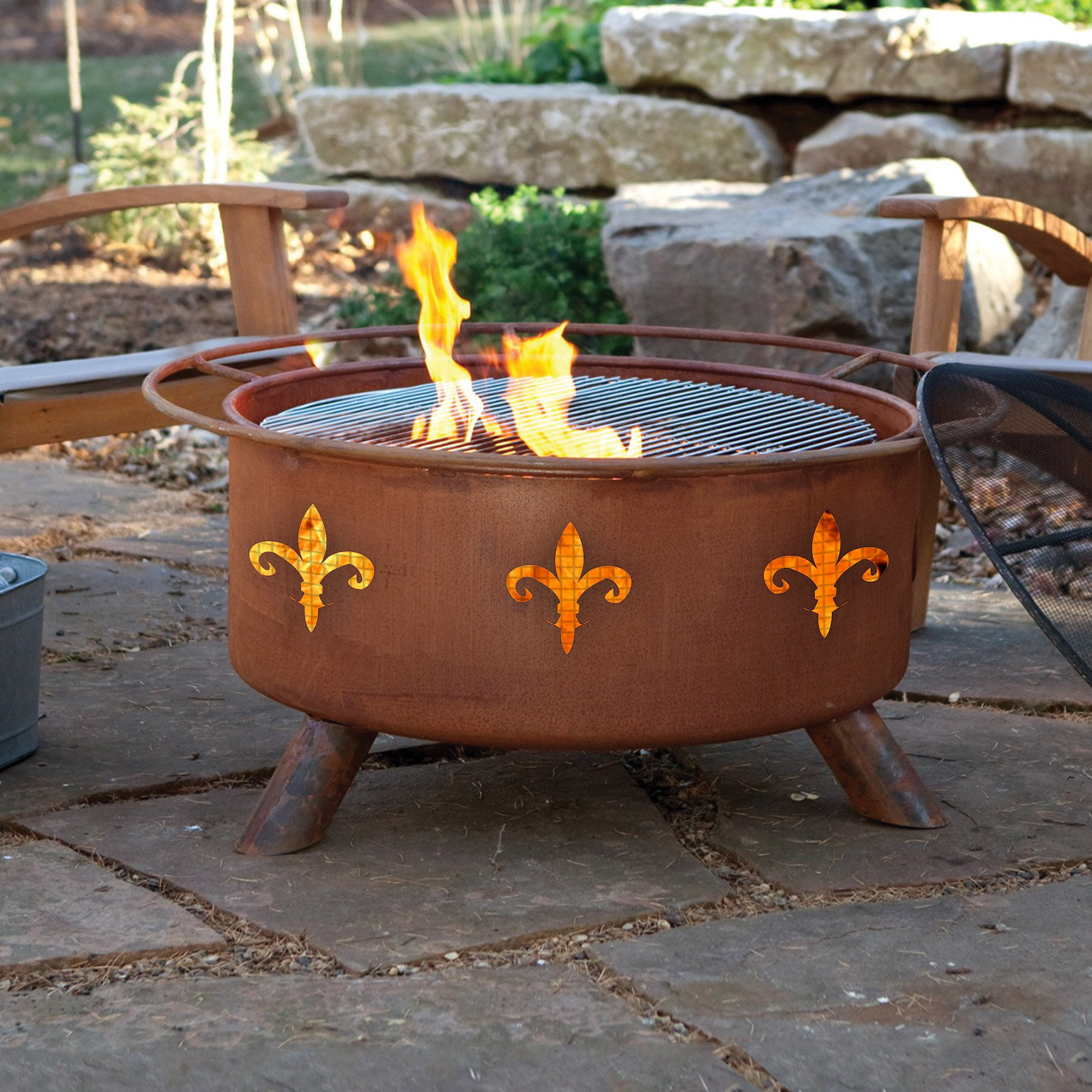 Fleur De Lis Living Stowell Fleur De Lis Steel Wood Burning Fire Pit ...