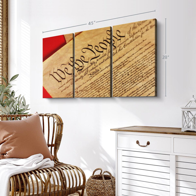 «Constitution On Parchment» sur toile, H 28 po x l 45 po x P 1,25 po