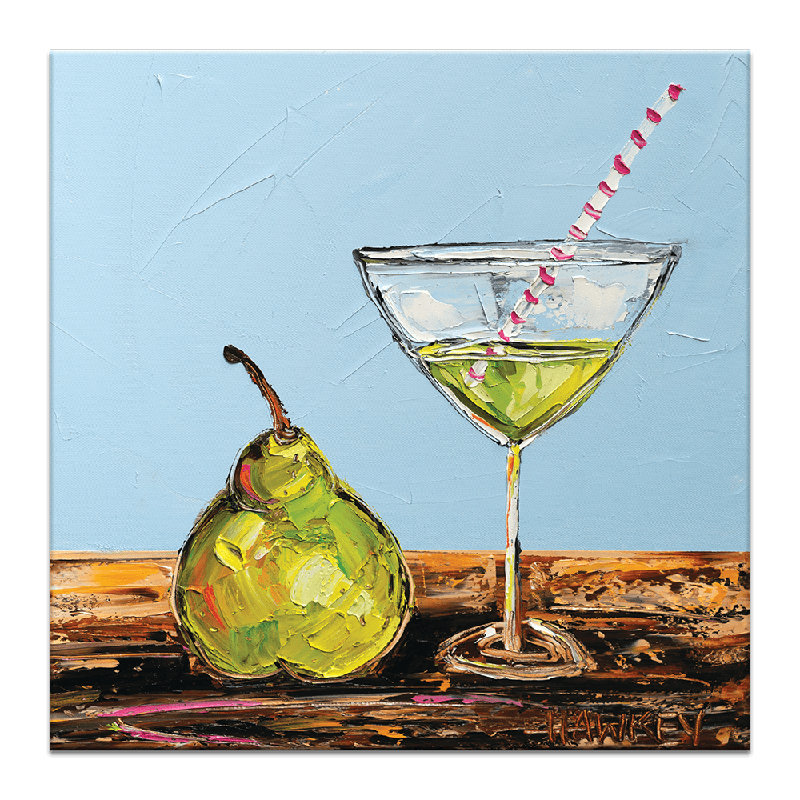 Peartini by Angela Hawkey - Painting, 41cm H x 41cm W x 3cm D, Wrapped Canvas