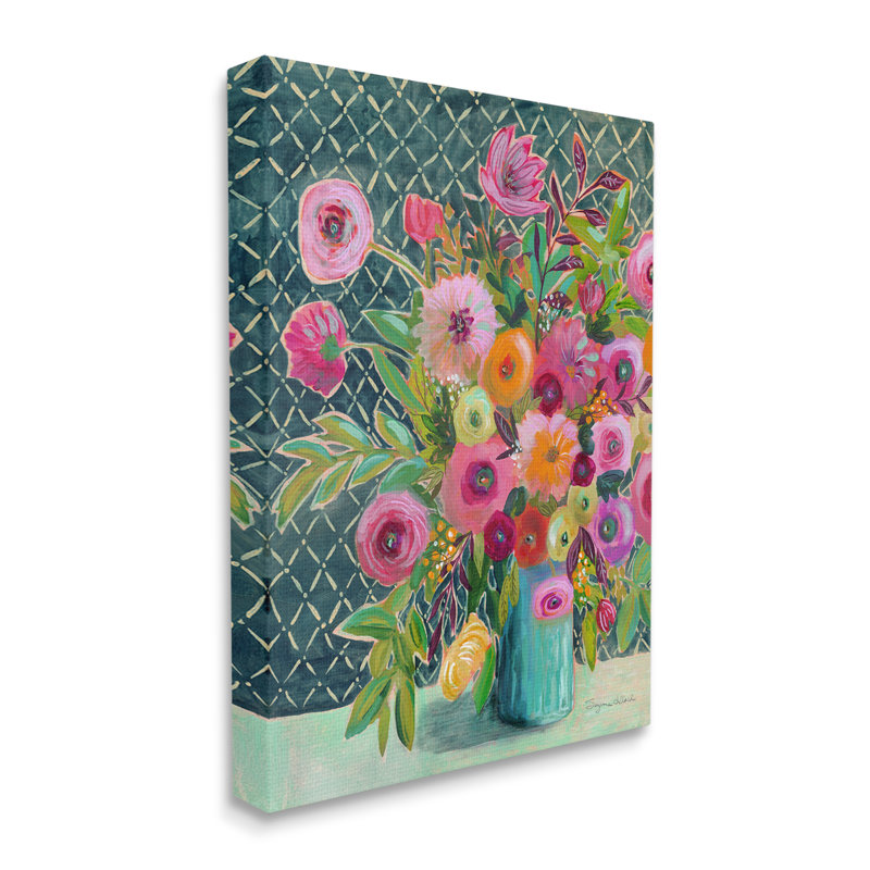 Au-796-Toile, motif de fleurs modernes sur toile par Suzanne Allard, peinture, H 20 po x l 16 po x P 1,5 po