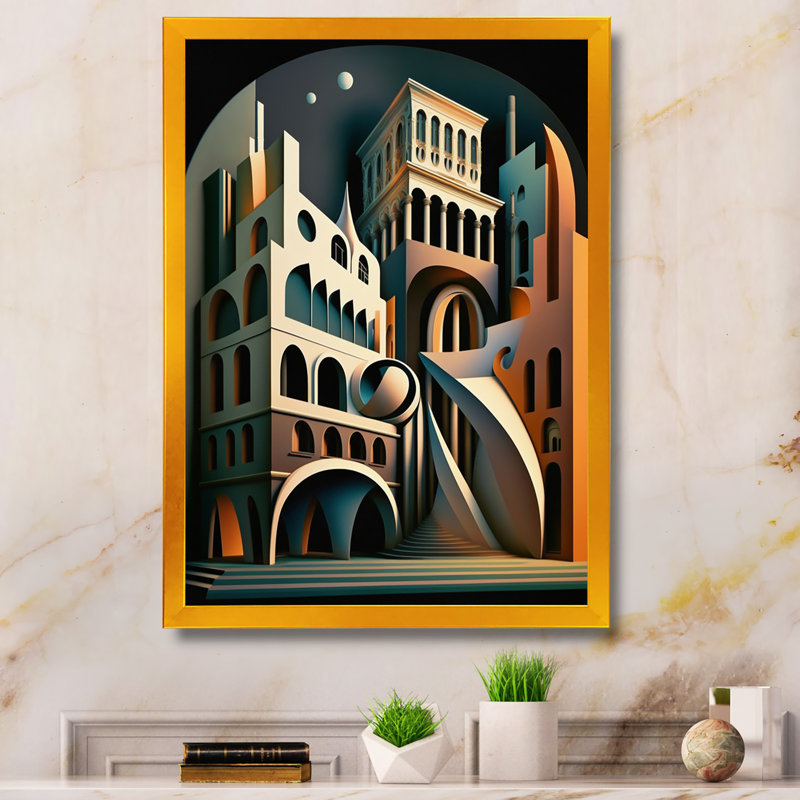 «Geometric Graffiti II», reproduction sur toile, L 12 po x H 20 po, Impression dorée sur toile encadrée