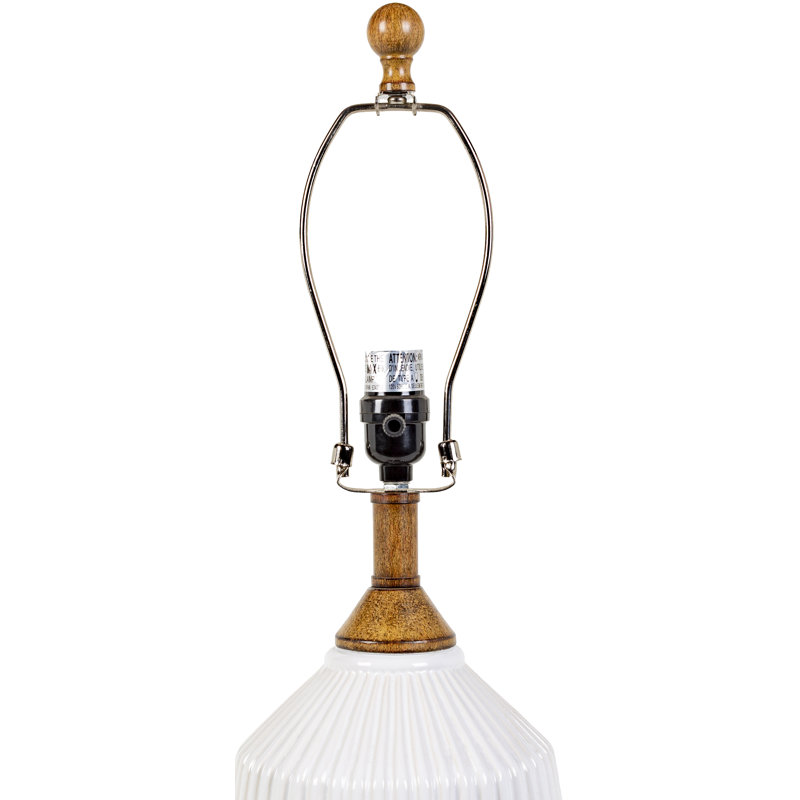 White Ceramic Table Lamp with Linen Drum Shade