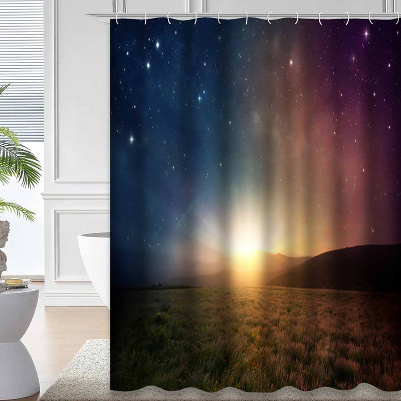 Magnifique rideau de douche avec 12 crochets Sunrise Stars, L 72 po x l 78 po