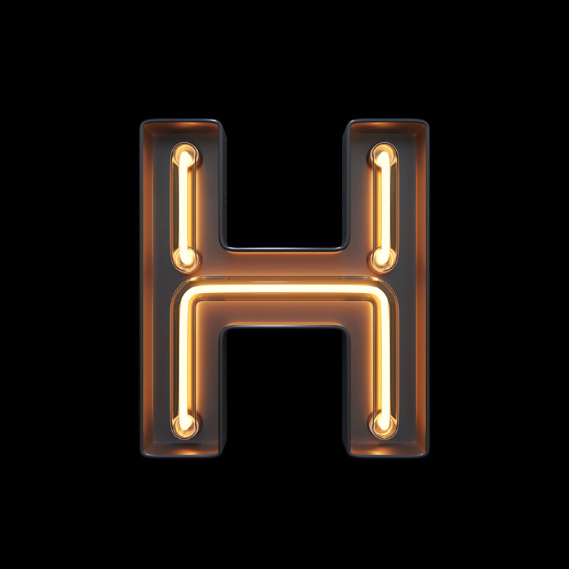 Neon Light Alphabet H With Clipping Path by Sarawuth702 - Wrapped Canvas Print, 76cm H x 76cm W