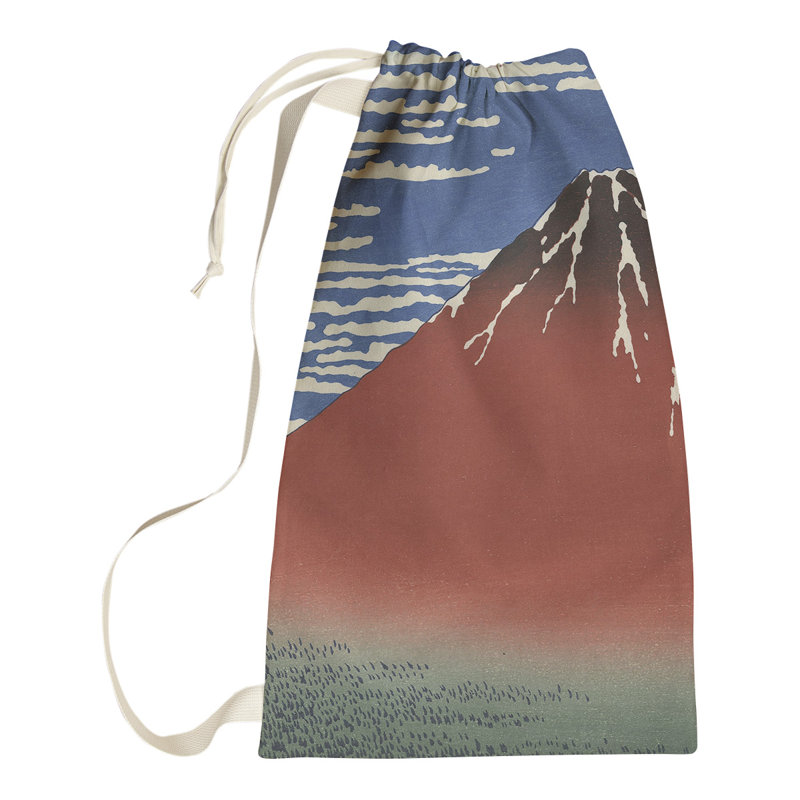 Katsushika Hokusai Fabric Laundry Bag with Handles, Large (76.5" H x 29.5" W x 1.5" D), Blue/Brown