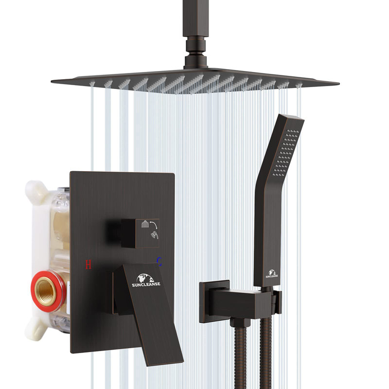 12Inch Rainfall Shower System, Matte Black