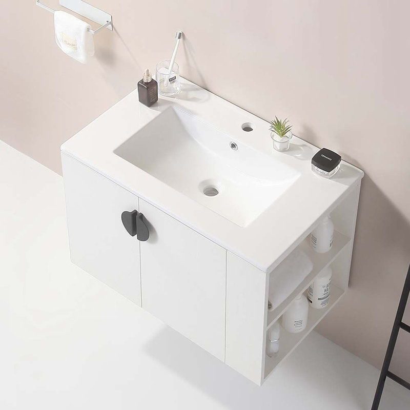 29.9'' Single Bathroom Vanity with Ceramic Top, White