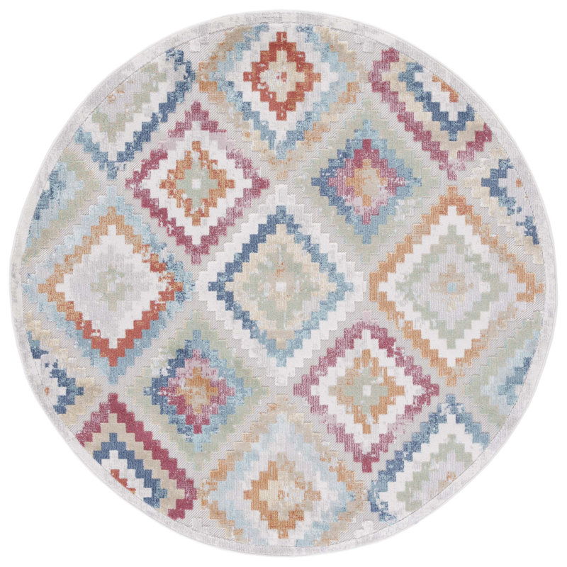 Tapis d'intérieur / extérieur à motif géométrique Edmonston, Rond 6 pi