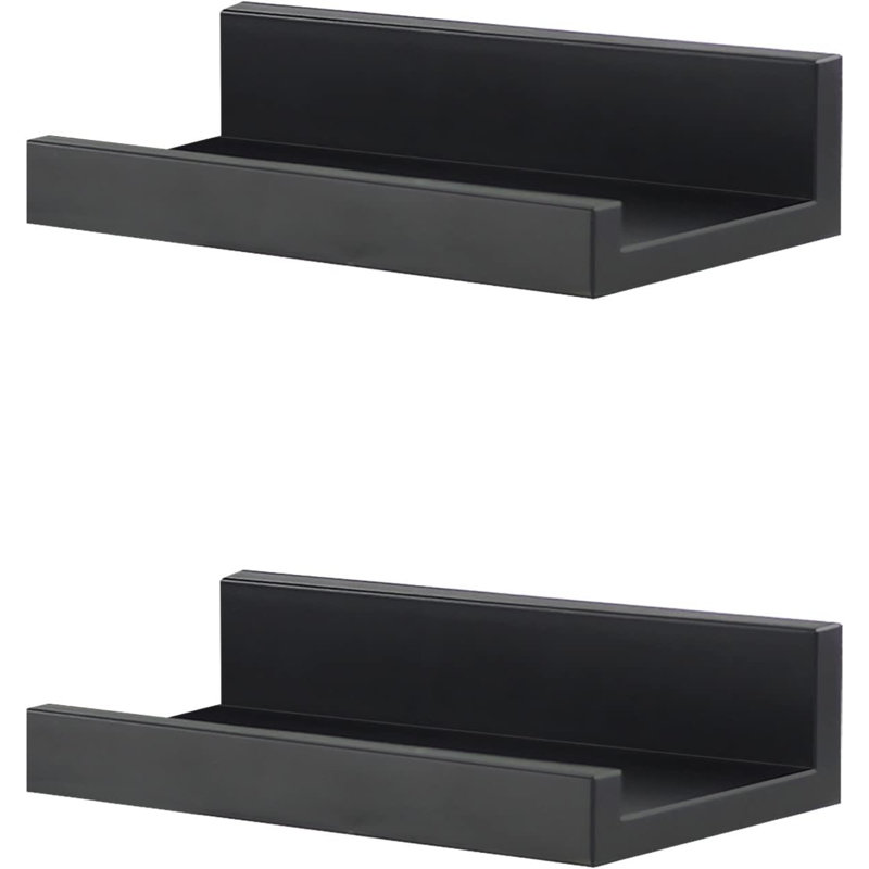 Charneshia 2 Piece Floating Shelf, 10 H x 30 W x 5 D cm, Black