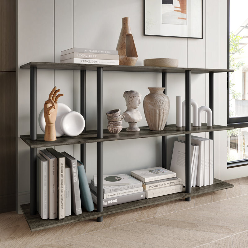 Easy Twist Assembly 3-Tier Wide Display Shelf In Dark Grey, Dark Grey
