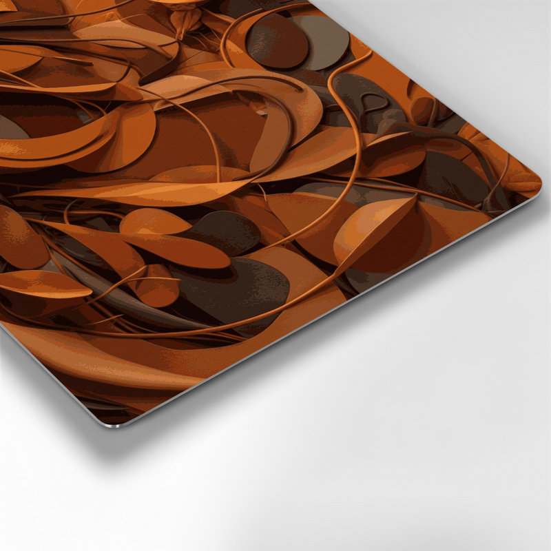 Abstrait 8 formes d'art en métal brun, H 32 po x l 32 po