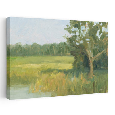 Across The Cove Contemporary Blue Landscape Cove Field