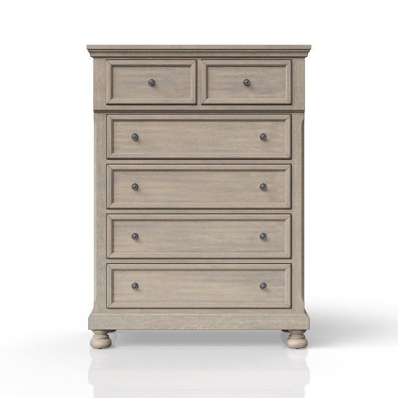 Commode 5 tiroirs gris antique
