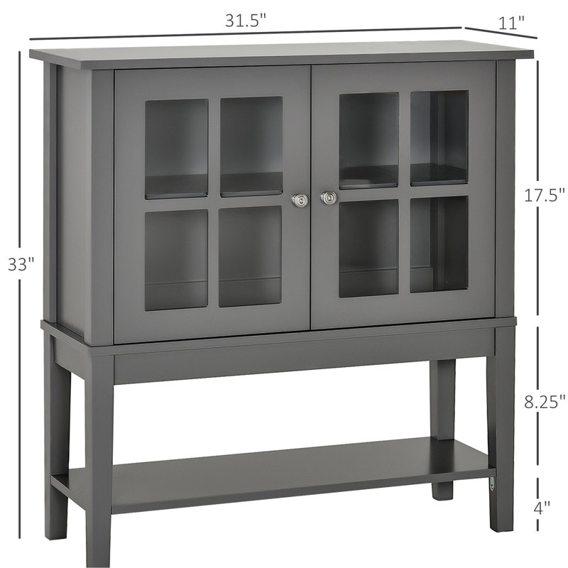 Buffet gris avec tablettes intérieures et fonctionnelles