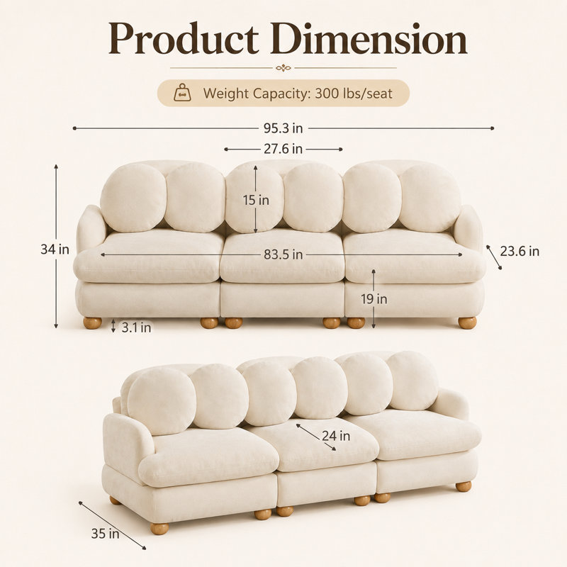 Canapé modulaire en chenille Veloria Comfy, Beige