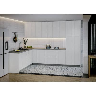 Cuisine complète classique en panneau de fibres à densité moyenne (MDF) de l 126 po x P 96 po WALLKITCHENS FK-Harmony 