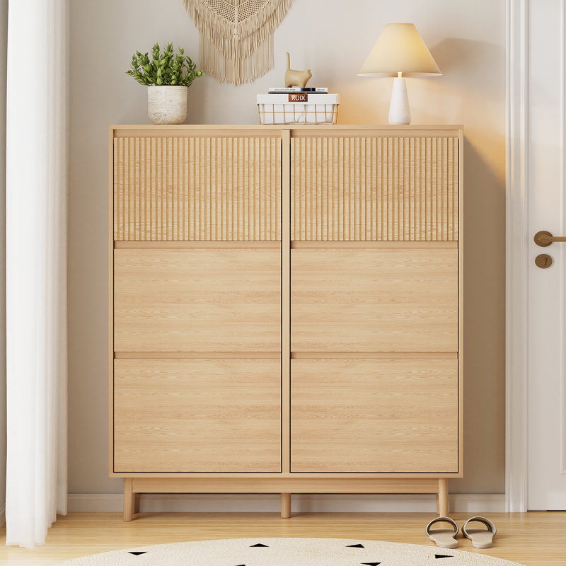 Armoire de rangement pour chaussures à 6 tiroirs rabattables, étagère à chaussures avec tablette réglable, range-chaussures autoportant étroit avec surface rayée