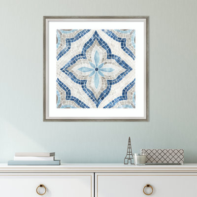 Kaede Blue Single Moroccan Tile by Eva Watts - Framed Print