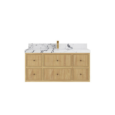 Nedyalka 48 " W Wall Mounted Wall Mounted 1 Single Vanity Bathroom Vanity With Quartz Top
