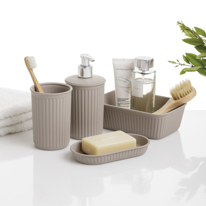 Ensemble d'accessoires de salle de bain 4 pièces Kyrea, Beige