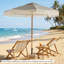 Parasol de patio avec frange, toile en polyester protégeant du soleil, parasol vert + blanc + naturel-93300725