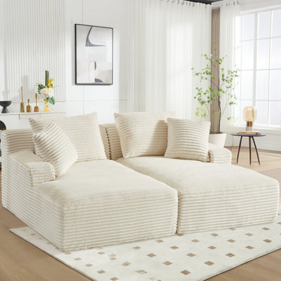 Oversized Boneless Double Chaise Lounge Sofa With Modern Compressed Corduroy Upholstery