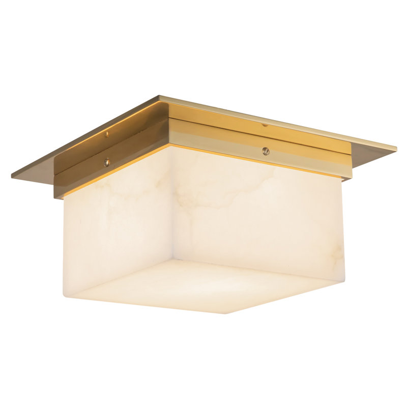 Mineral 11-in Brass Flush Mount, Brass, Alabaster