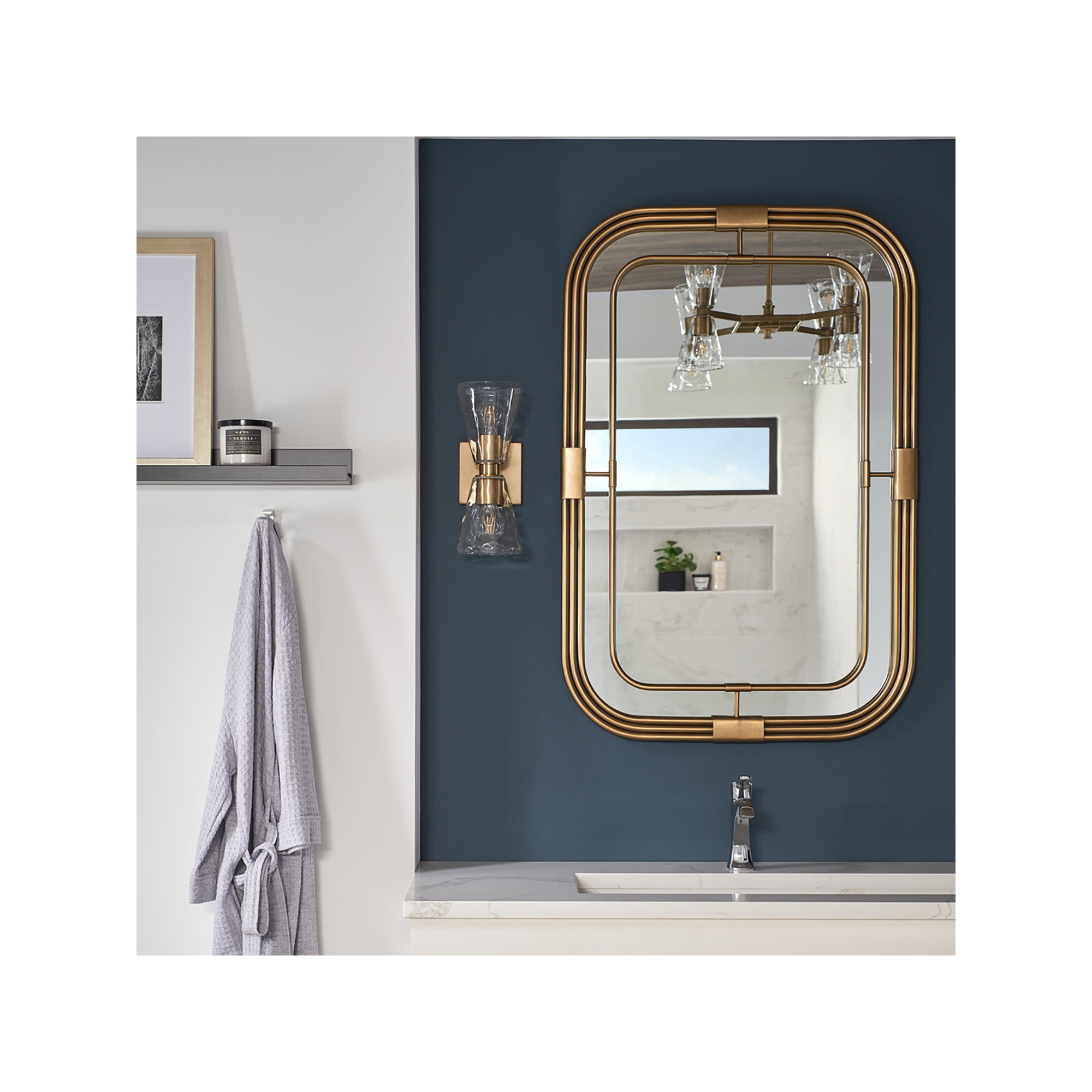 2 Light Glass Dimmable Armed Sconce
