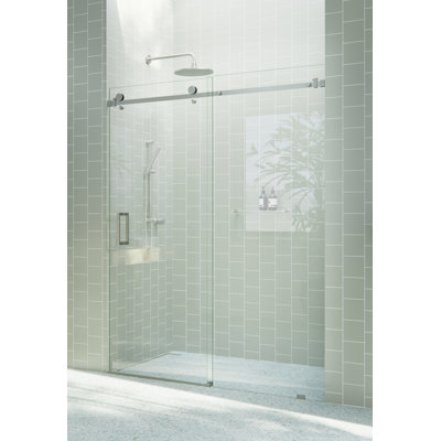 Astro 64 - 68 in. x 78 in. Fully Frameless Glass Sliding Shower Door