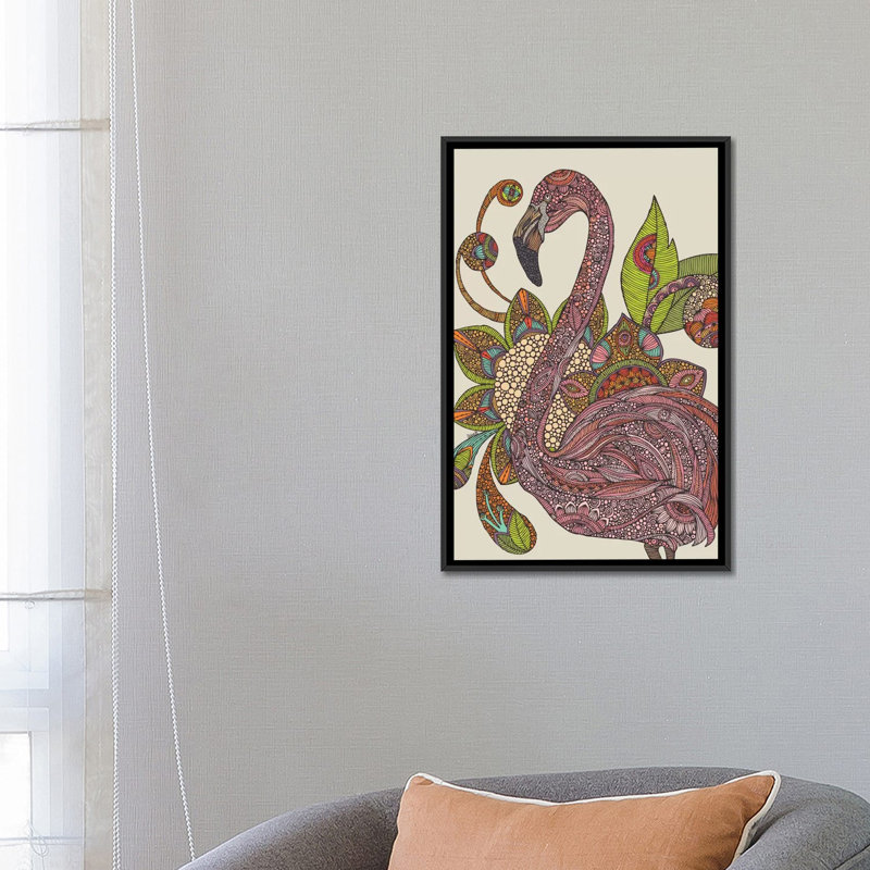 " Royal Flamingo " by Valentina Harper, 26" H x 18" W x 1.5" D, Black Framed Canvas